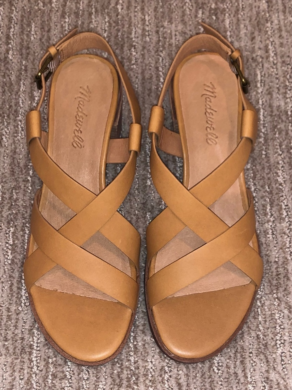 Madewell Tan Crisscross Leather Slingback Sandals